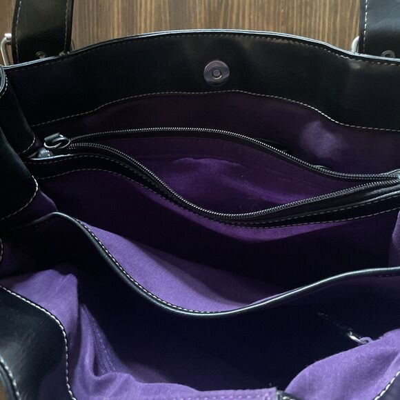 Nine & Co Black Snap Closure Large Shoulder Bag with Wide Strap Gently Used - Picture 10 of 12